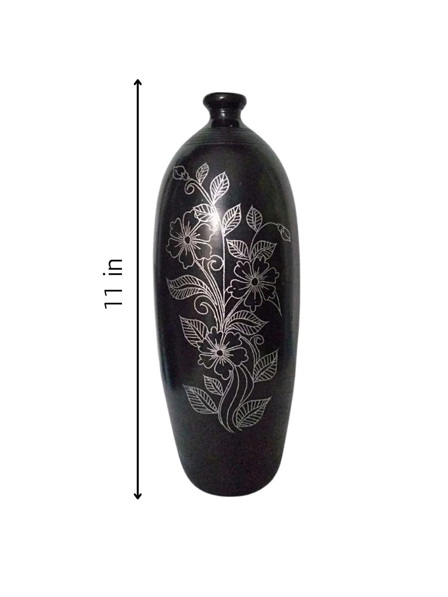 Handmade Clay Flower Vase for Home,Office Decor and Gifting 11 Inches - ArtyCraftz.com