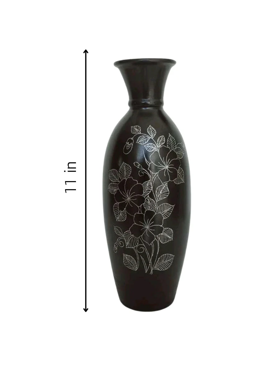 Handmade Clay Vase for Home Decor and Gifting 11 Inches - ArtyCraftz.com