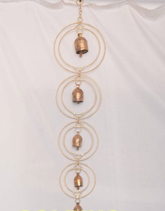 Handmade Copper Wall Hanging Round Shape 5 Bell for Home Decor and Gifting - ArtyCraftz.com