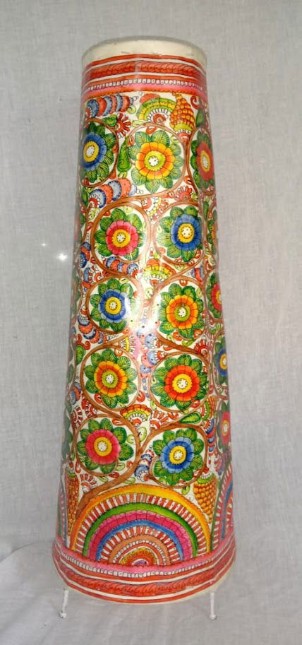 Handmade Hand  Flower Painted Leather Lamps Multi Color 25 Inches - ArtyCraftz.com