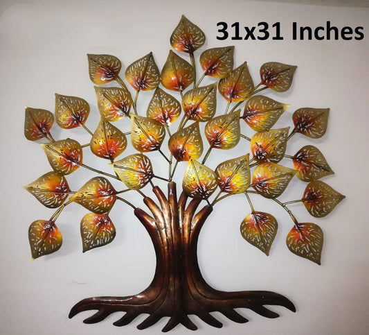 Handmade Iron Golden Color Tree  Wall Hanging for Home ,Office Decor 31*31 Inches - ArtyCraftz.com