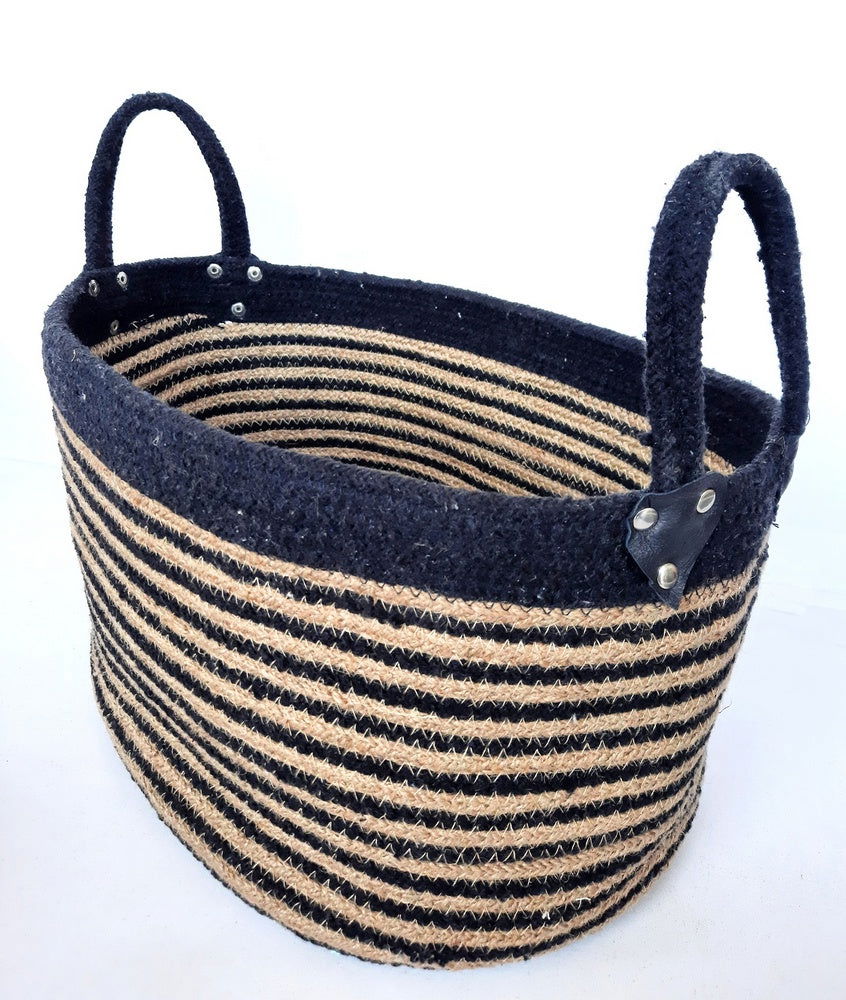 Handmade Jute and Cotton Basket for Home Decor - ArtyCraftz.com