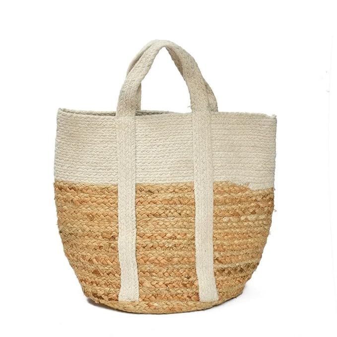 Handmade Jute and Cotton Storage Basket