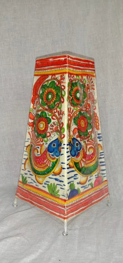 Handmade Leather Art Work Leather Fish Design Painted Lamp Shade Without Bulb Multi Color 12 Inches - ArtyCraftz.com