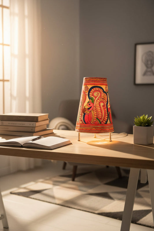 Handmade Leather Lamp Shade Painting 8 Inches Multi Color - ArtyCraftz.com