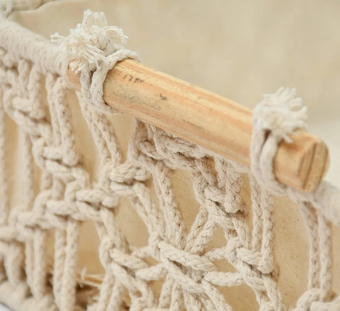 Handmade Macrame Storage Basket with Fabric Lining-ArtyCraftz.com