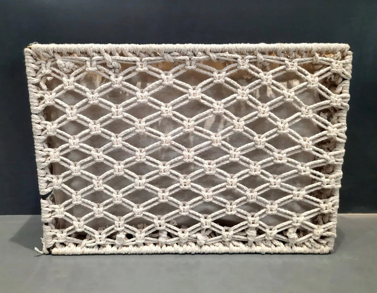 Handmade Macrame Storage Basket with Fabric Lining-ArtyCraftz.com