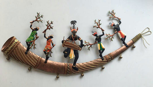 Handmade Metal Aadivasi Tree Trumpet for Wall Hanging for Home Decor and Gifting 30*12 Inches - ArtyCraftz.com