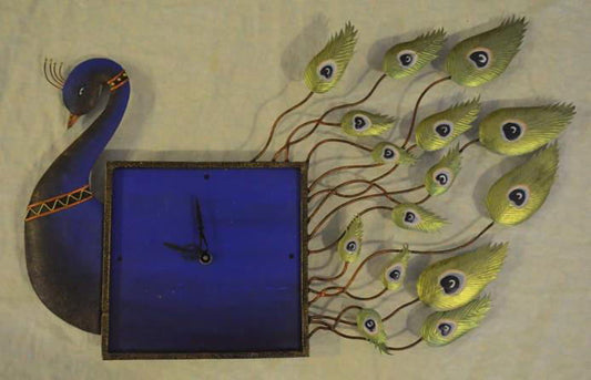 Handmade Metal Blue Peacock Wall Hanging for Home Decor and Gifting - ArtyCraftz.com