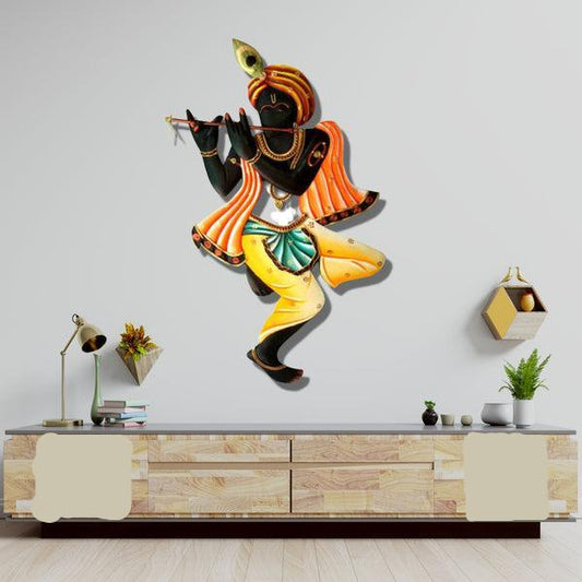 Handmade Metal Color Krishna Flute for Home Decor and Gifting 24*15 Inches