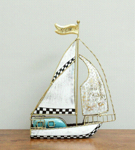 Handmade Metal F-Breeze Boat Table Decor for Home Decor and Gifting 13*3*18 Inches - ArtyCraftz.com