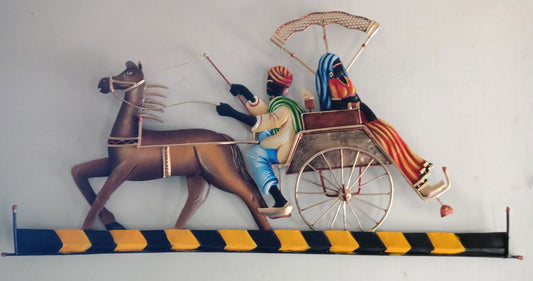 Handmade Metal Horse Cart Couple for Home Decor and Gifting - ArtyCraftz.com
