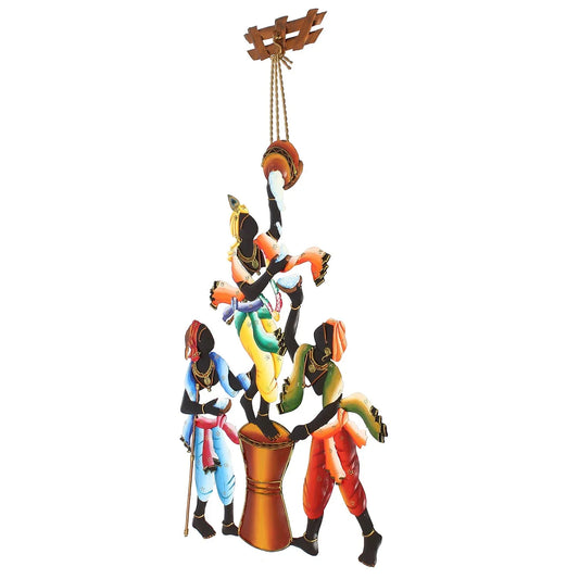 Handmade Metal Krishna Makhan Chor Wall Hanging Complete View