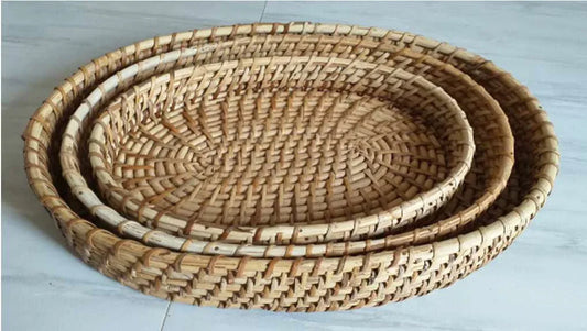 Handmade Oval Cane Tray -Set of 3 - ArtyCraftz.com