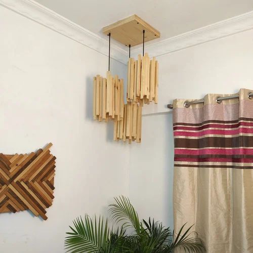 Handmade Palisade Wooden Hanging Lamp 