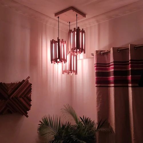 Handmade Palisade Wooden Hanging Lamp 