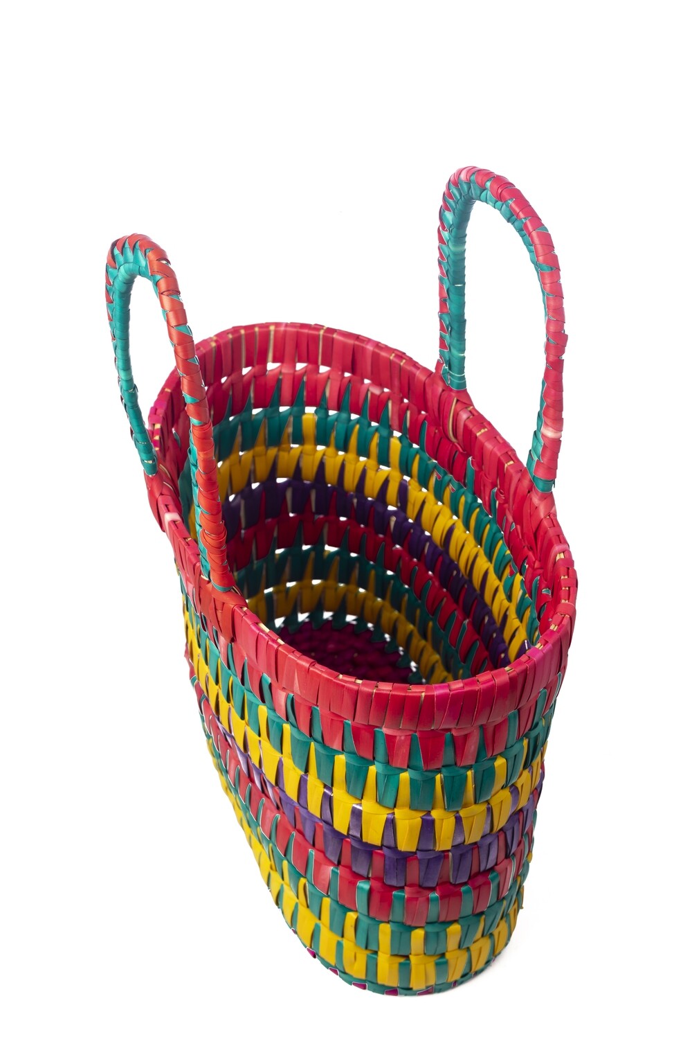 Handmade Palm Leaf Multi-Colour Big Basket