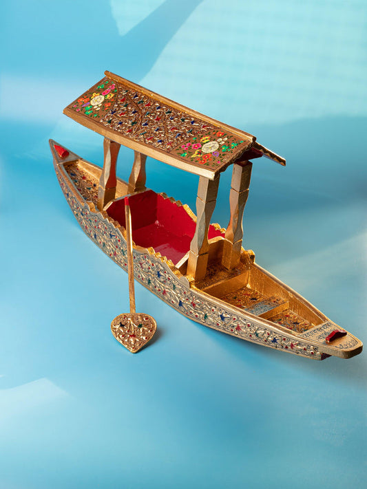 Handmade Paper Mache Kashmiri Shikara Showpiece-ArtyCraftz.com