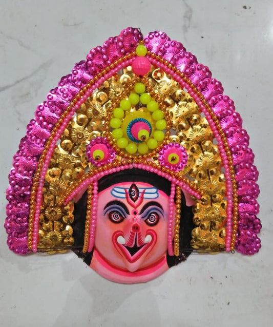Handmade Paper Mache Mask for Wall Hanging for Home Decor and Office Decor 1 Feet Pink Color - ArtyCraftz.com