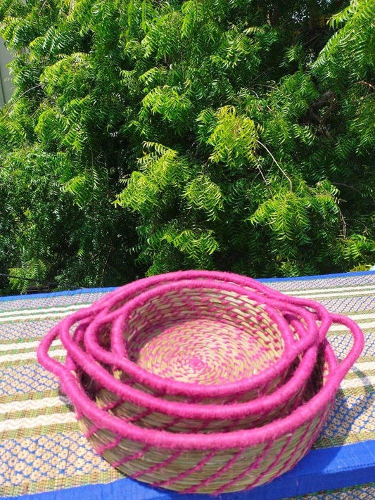 Handmade Pink Sabai Serving basket