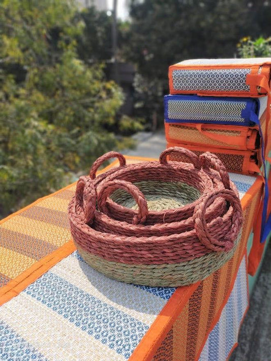 Handmade Red Sabai Organizer set of 3 - ArtyCraftz.com