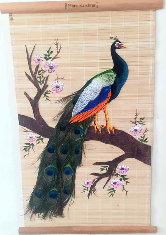 Handmade Single Peacock with Real feathers wall Hanging for Home decor, Wall decor, Gifting - ArtyCraftz.com