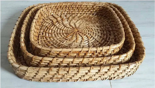Handmade Square Cane Tray -Set of 3 - ArtyCraftz.com