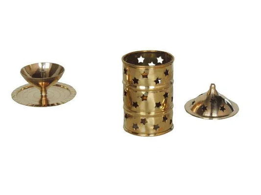 Handmade Star Lid Brass Lamp for Pooja 3.1*3.1*5.5 Inches - ArtyCraftz.com