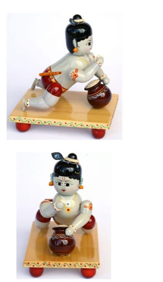 Handmade Wooden Crawling Krishna Toy - ArtyCraftz.com