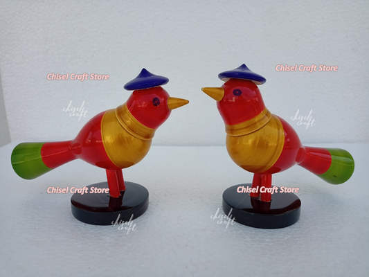 Handmade Wooden Etikoppaka Birds Pair - ArtyCraftz.com