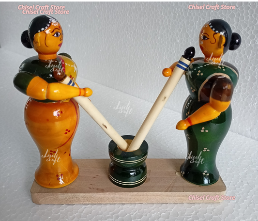 Handmade Wooden Etikoppaka Haldi making ladies - ArtyCraftz.com
