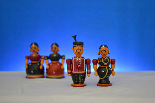 Handmade Wooden Etikoppaka Marriage Couple small - ArtyCraftz.com