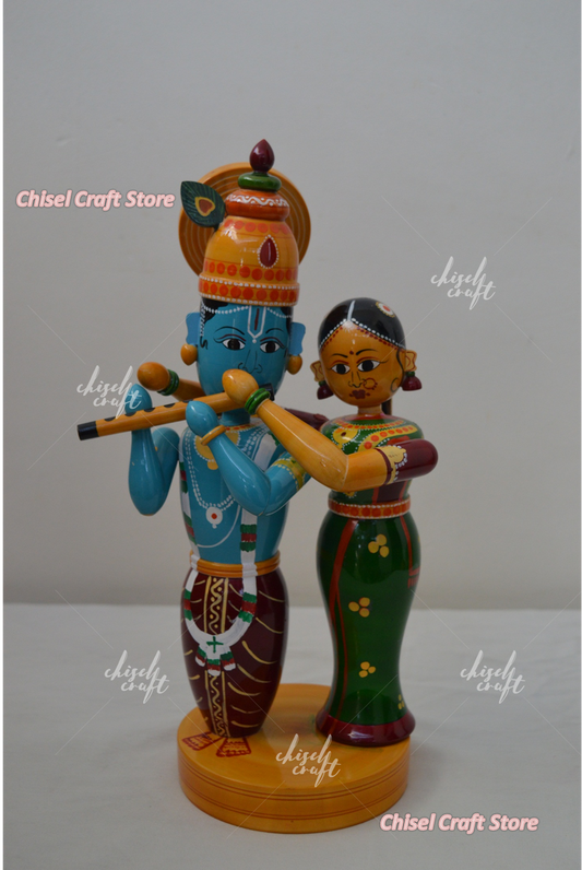 Handmade Wooden Etikoppaka Radha krishna - ArtyCraftz.com