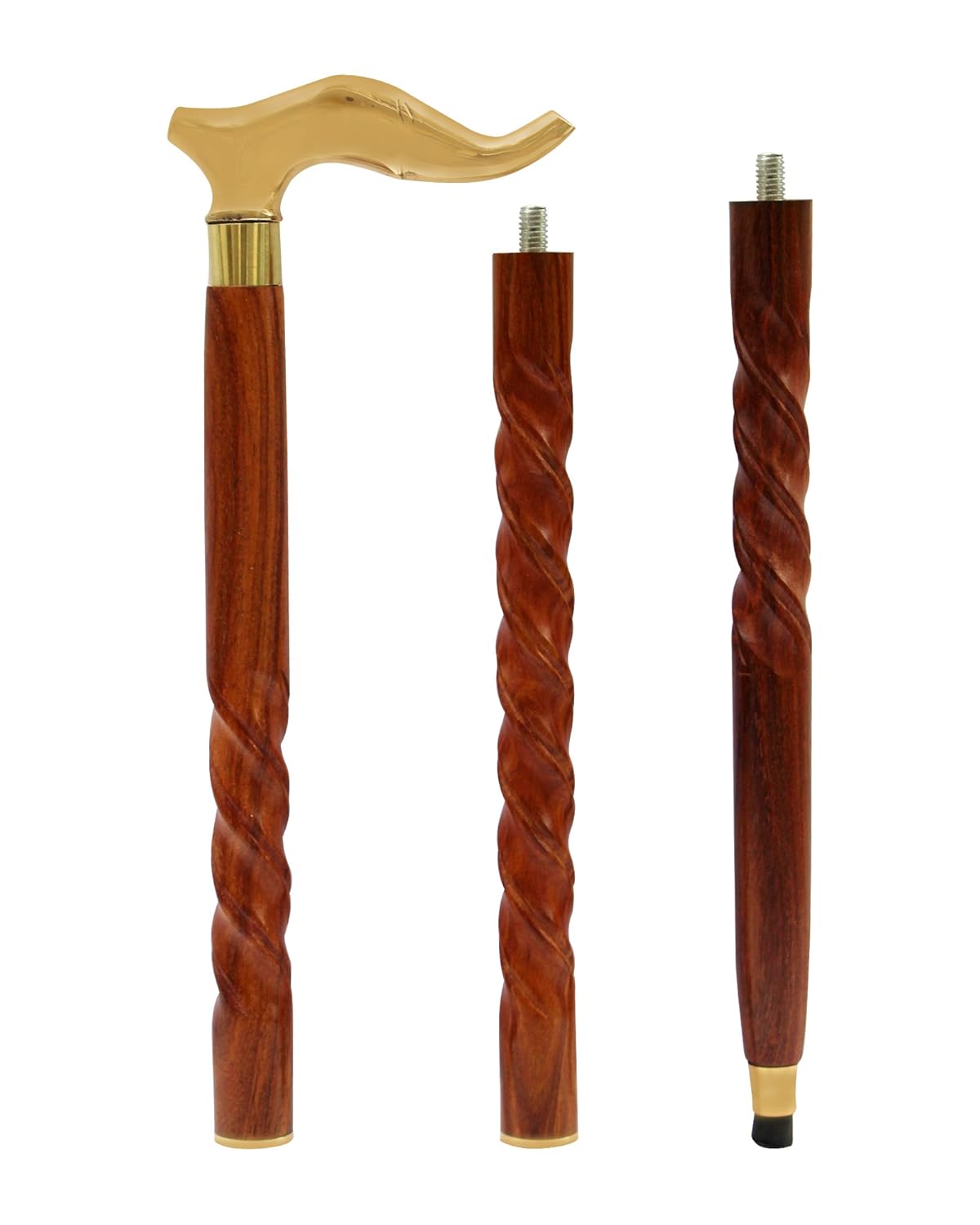 Handmade Wooden Folding Walking Stick 36 Inches with Brass Handle - ArtyCraftz.com