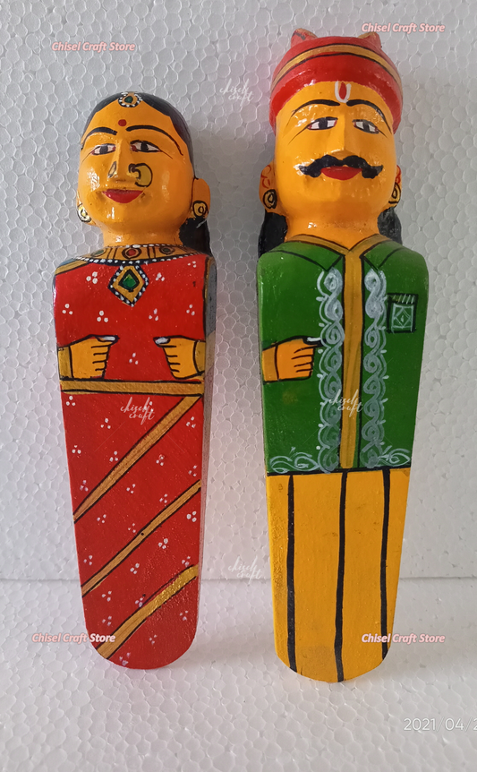 Handmade Wooden Kondapalli Door Stopper Pair - ArtyCraftz.com