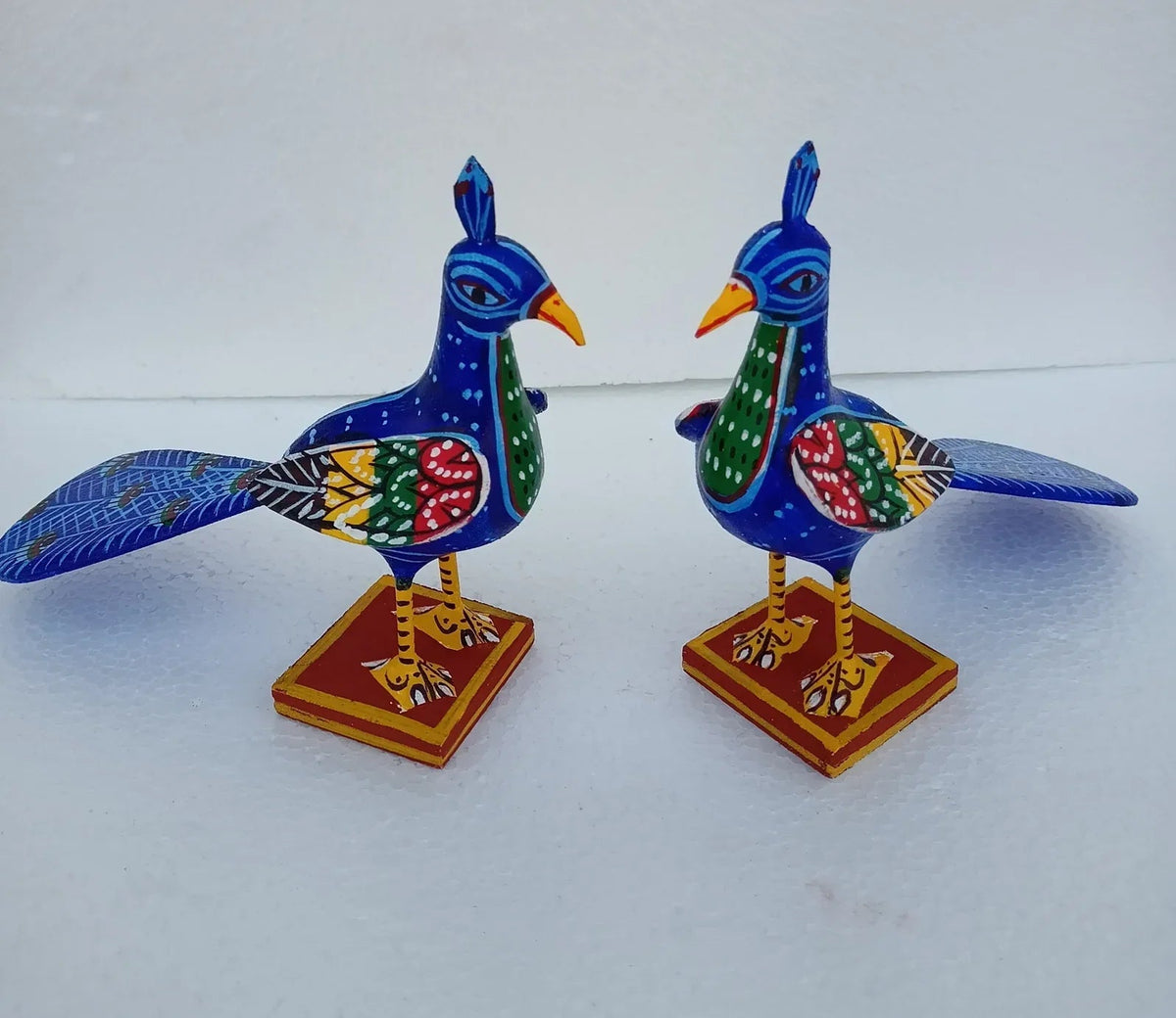 Handmade Wooden Kondapalli Peacock pair - ArtyCraftz.com