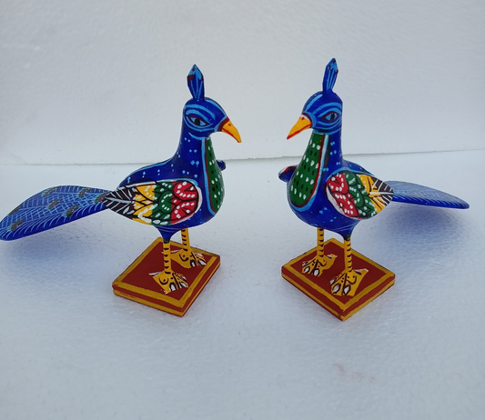 Handmade Wooden Kondapalli Peacock pair - ArtyCraftz.com