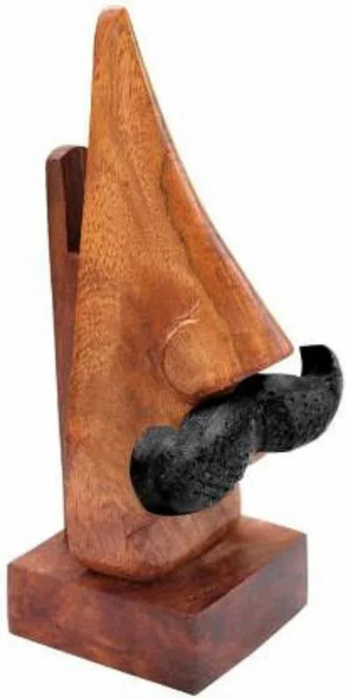 Handmade Wooden Nose Shaped Spectacle Specs Eyeglass Holder Stand with Moustache