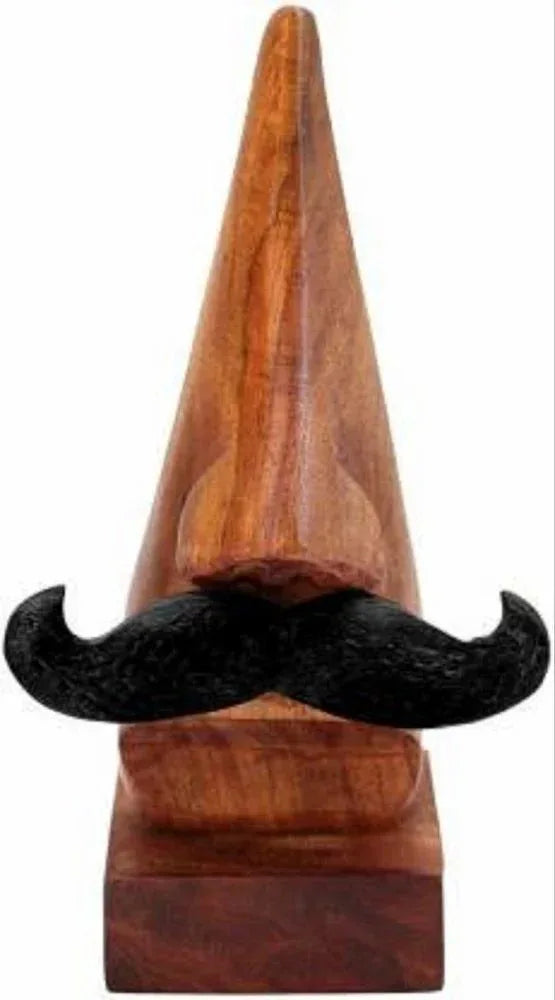 Handmade Wooden Nose Shaped Spectacle Specs Eyeglass Holder Stand with Moustache