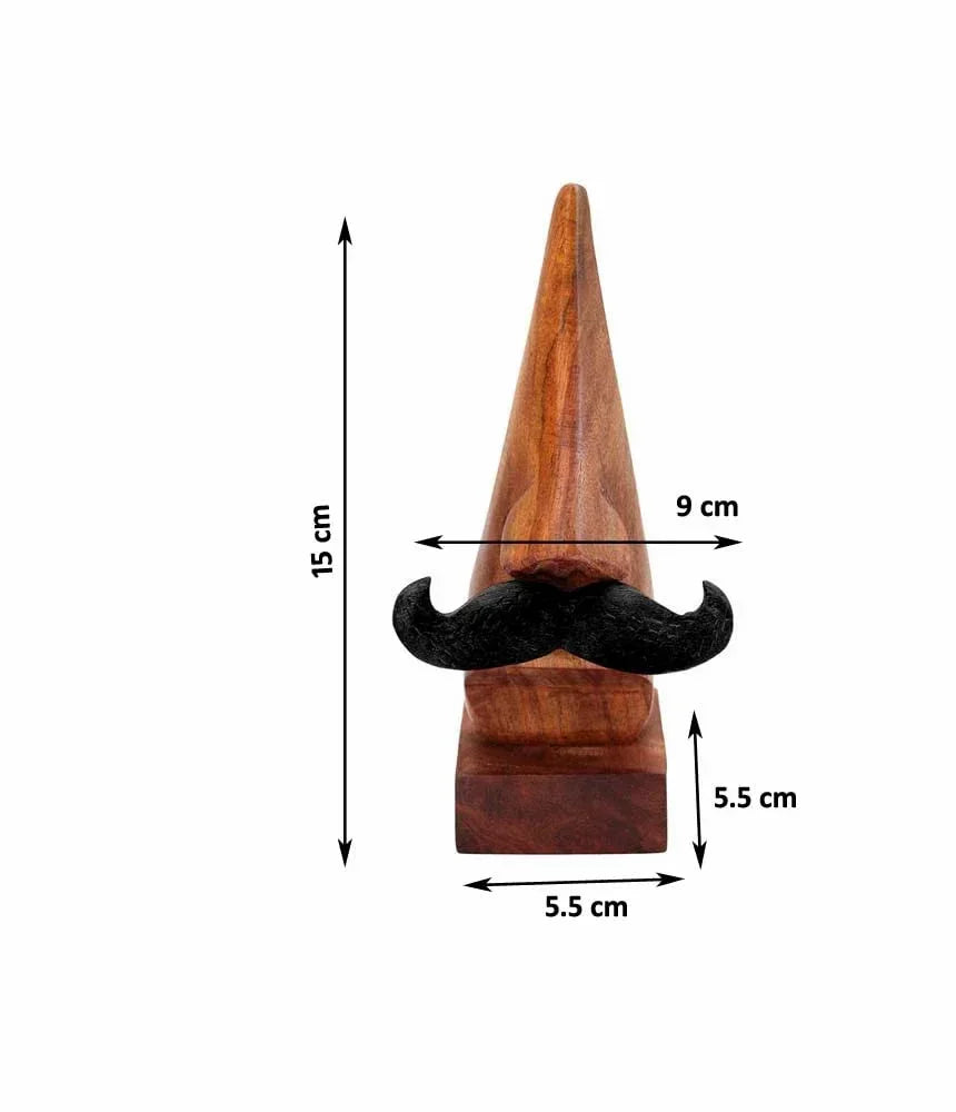 Handmade Wooden Nose Shaped Spectacle Specs Eyeglass Holder Stand with Moustache