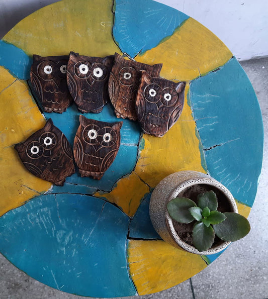 Handmade Wooden Owl Coaster for Kitchen Accessories - ArtyCraftz.com