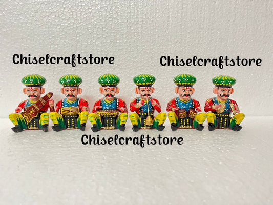 Handmade Wooden Rajasthani 6 Piece Musician Bawla Set Small - ArtyCraftz.com