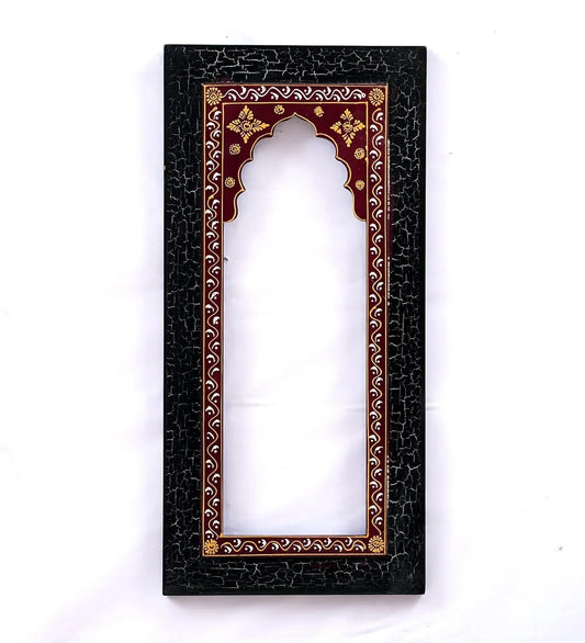 Handpainted Rectangle Wall Hanging Black Colour Jharokha Frame