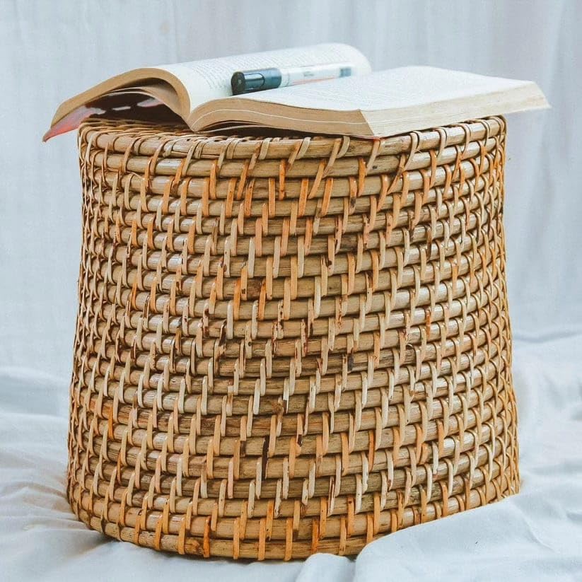 Handwoven Cane Planter Round-ArtyCraftz.com