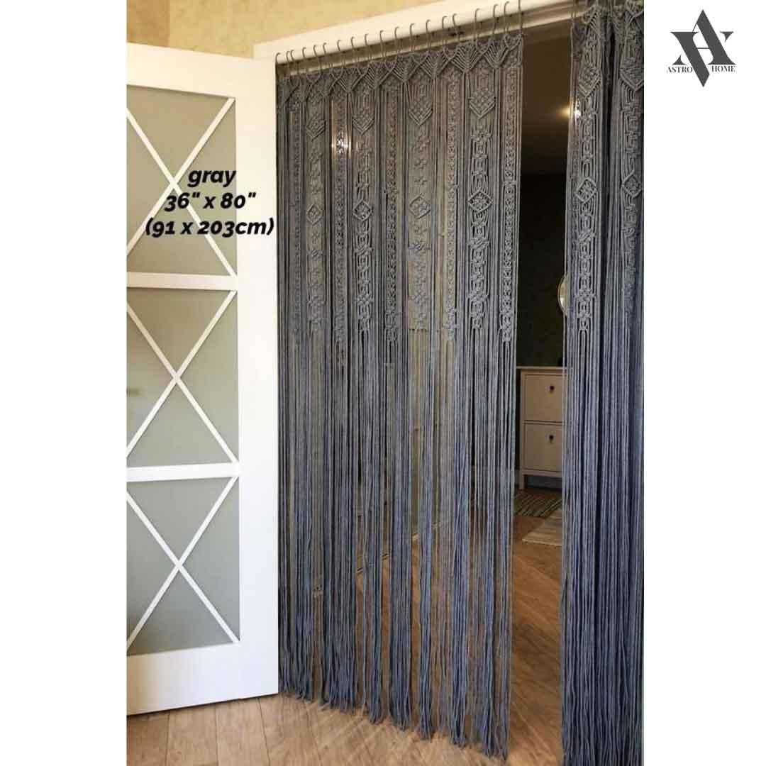 Handwoven Cotton Dori Curtain In Grey Color 48*48 Inches - ArtyCraftz.com