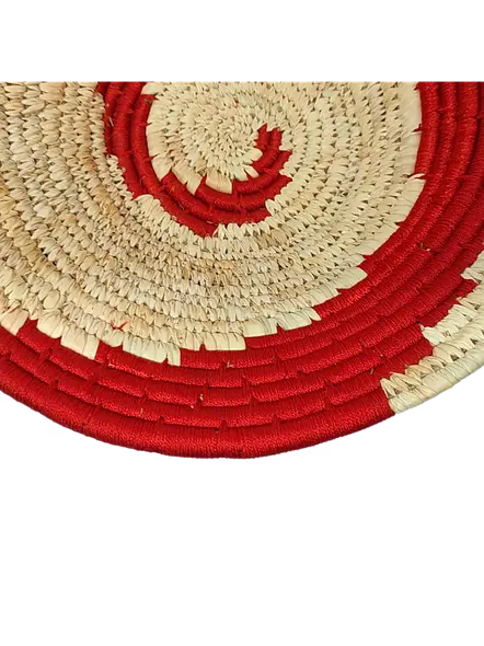 Handwove natural beige with Red Sabai grass Wall plate-ArtyCraftz.com