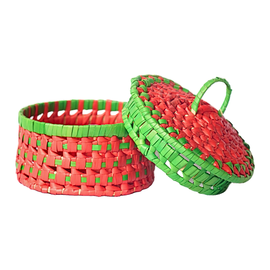 Handwoven Palm Leaves Round Storage Box Set with Lids-ArtyCraftz.com