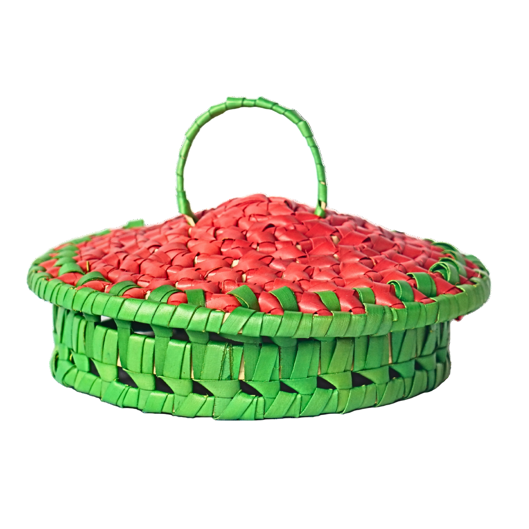 Handwoven Palm Leaves Round Storage Box Set with Lids-ArtyCraftz.com