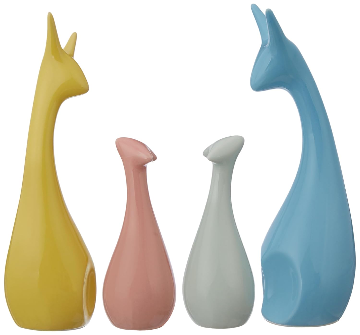 Happy Deer Family Action Statue Piano Finish Ceramic Figures