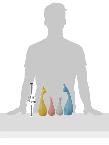 Happy Deer Family Action Statue Piano Finish Ceramic Figures